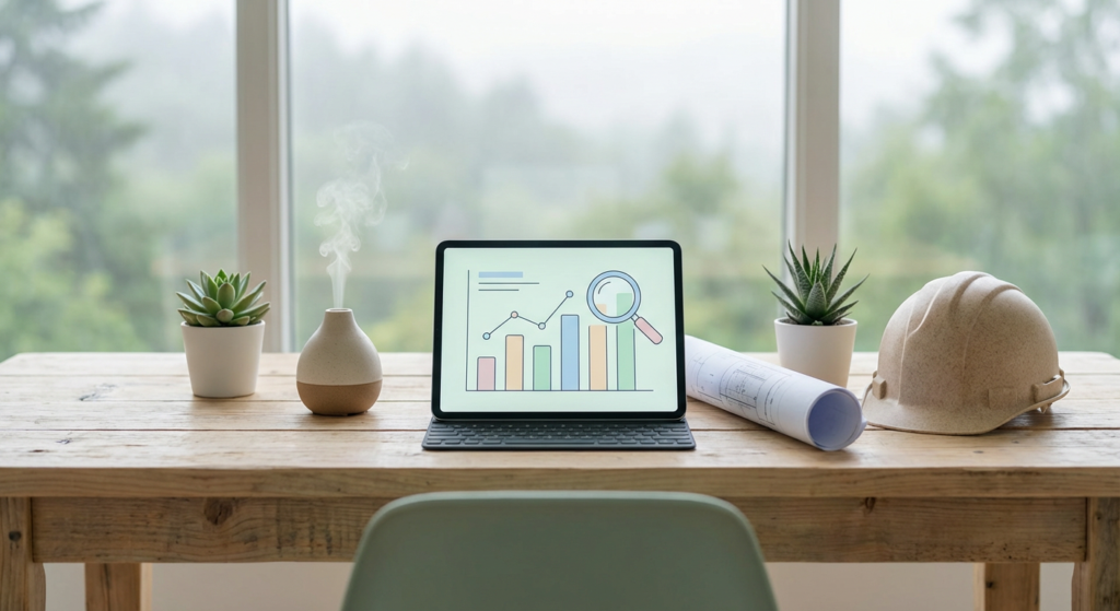 diagram illustrating key metrics and tools for measuring construction staffing roi by 2026.
